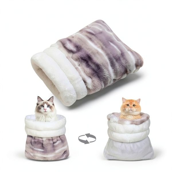 Cat Sleeping Bag by CHULPET Warm Plush Pet Bed for Cats & Small Dogs-4