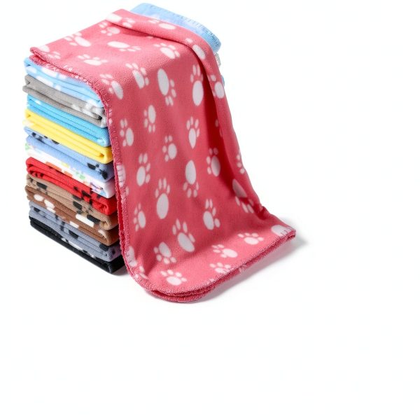 Tegeme Fleece Pet Blanket 12-Pack – Cute Paw Print Double‑Sided Warm-5