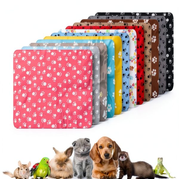 Tegeme Fleece Pet Blanket 12-Pack – Cute Paw Print Double‑Sided Warm-1