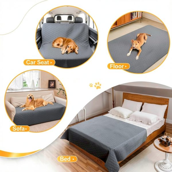Roilpet Waterproof Dog Bed Cover Blanket 2 Pack Medium Dark Grey 54x82-4
