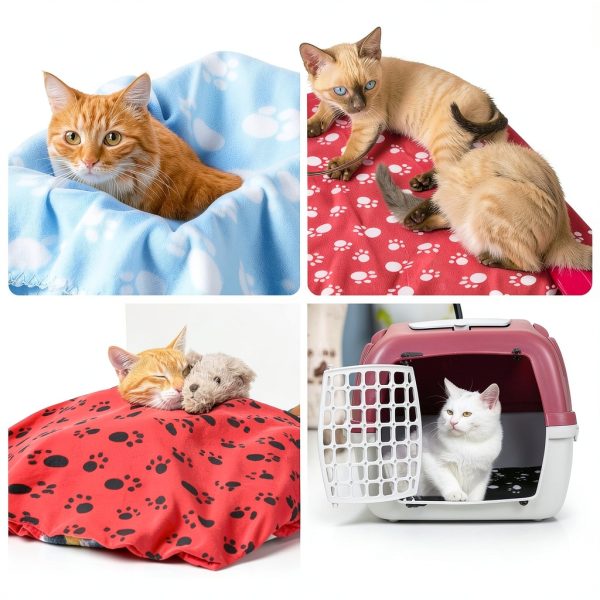 Tegeme Fleece Pet Blanket 12-Pack – Cute Paw Print Double‑Sided Warm-4