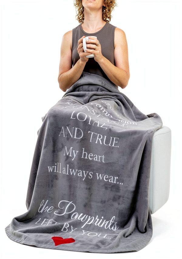Pawprints Left by You Pet Memorial Blanket – Fleece Throw, Heart-1