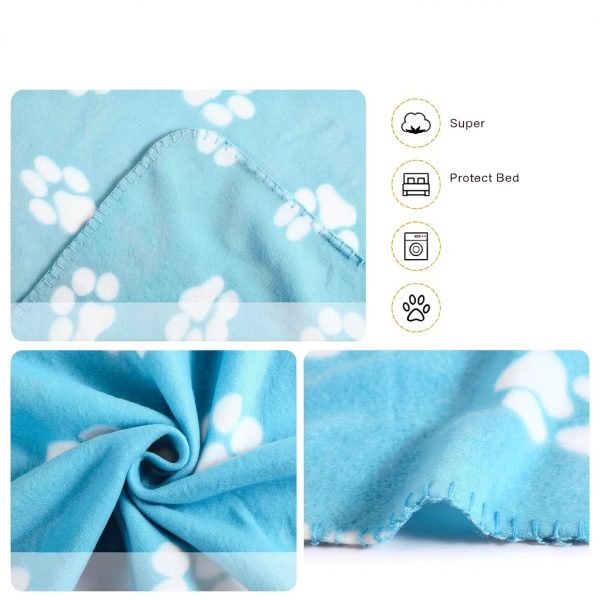 Tegeme Fleece Pet Blanket 12-Pack – Cute Paw Print Double‑Sided Warm-6