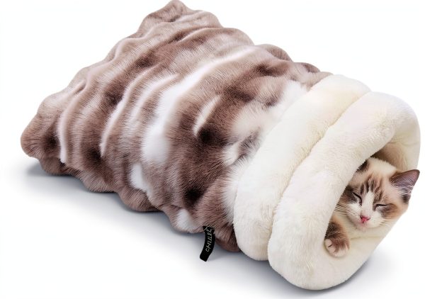 Cat Sleeping Bag by CHULPET Warm Plush Pet Bed for Cats & Small Dogs-0
