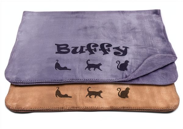 Custom Catch Personalized Large Cat Bed Blanket Gray Beige 30x40 Inch-0