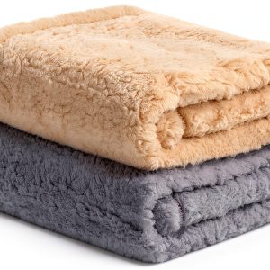 Cat Blanket Vowanop Small Dog Kitten Throw 16x24 Grey Beige 2 Pack-0