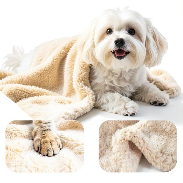 Cat Blanket Vowanop Small Dog Kitten Throw 16x24 Grey Beige 2 Pack-2