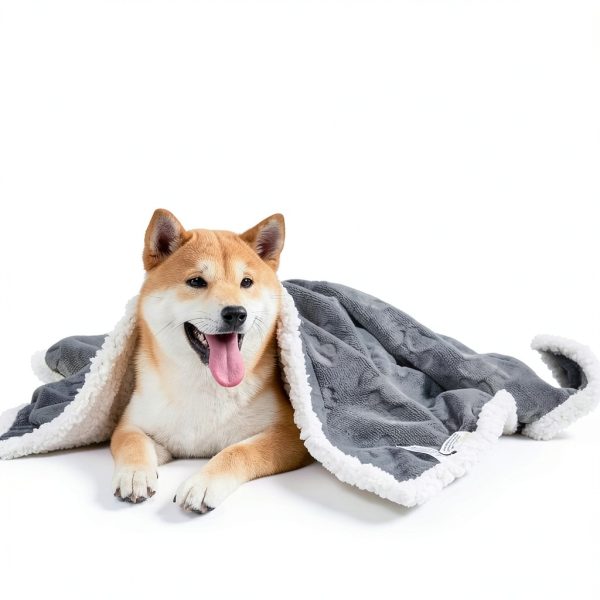 Dog Blanket Qeils Waterproof Reversible Sherpa Fleece 30x40 Grey-4
