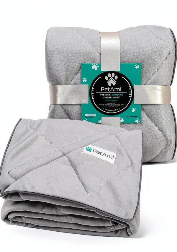 Cooling Dog Blanket by PetAmi Reversible Throw 40x60 Light Grey-5