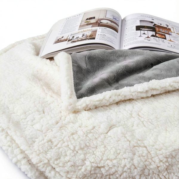 Dog Blanket Qeils Waterproof Reversible Sherpa Fleece 30x40 Grey-3